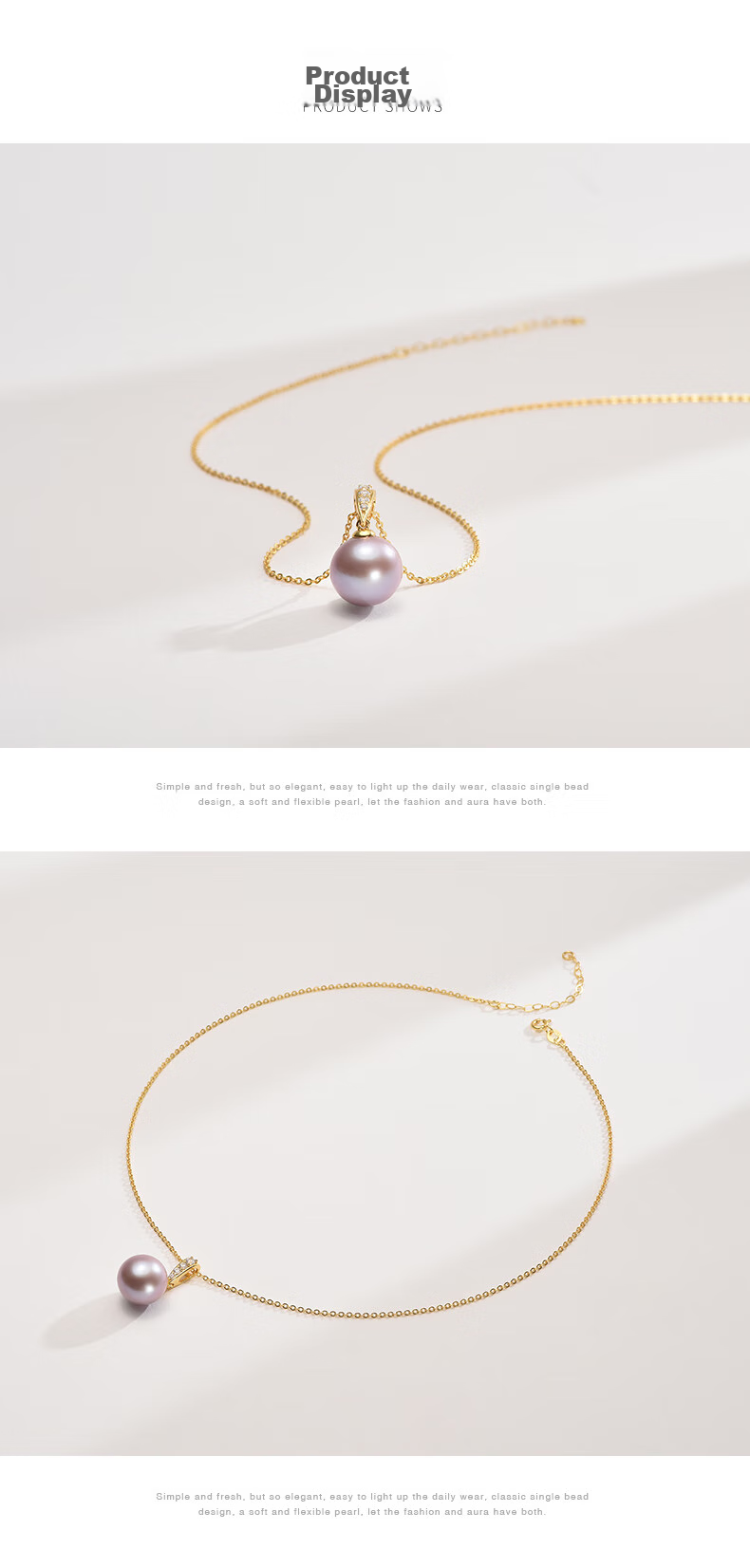 Jingrun Pearl Pendant for Women 925 Silver Freshwater Pearl Necklace Pink Purple Single Pearl Birthday Gift for Girlfriend 4