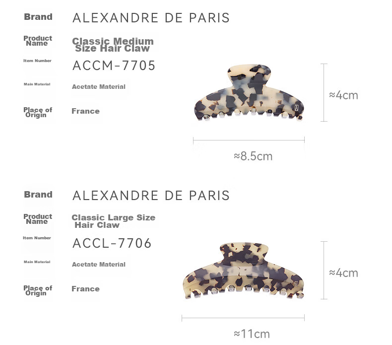 ALEXANDRE DE PARIS Shark Clip Lazy Hair Accessory Mid-Autumn Festival Gift 7706G Amber Large Size 3