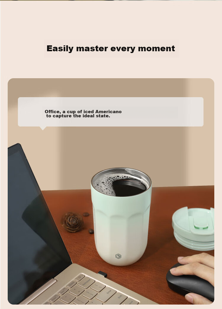 JD Original Insulated Mug, Portable Coffee Cup for Men And Women, Stainless Steel Water Bottle, Prairie Green, 400ml 9