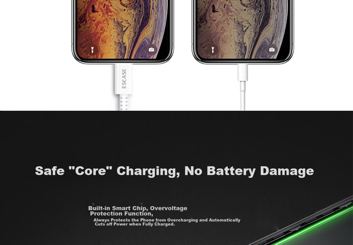 ESCASE Apple Data Cable, IPhone 14 Pro/13/11/12 Fast Charger Cord, Suitable for 6S/7/8 Plus, PET Anti-Kinking, IPad Air/Pro, White 11
