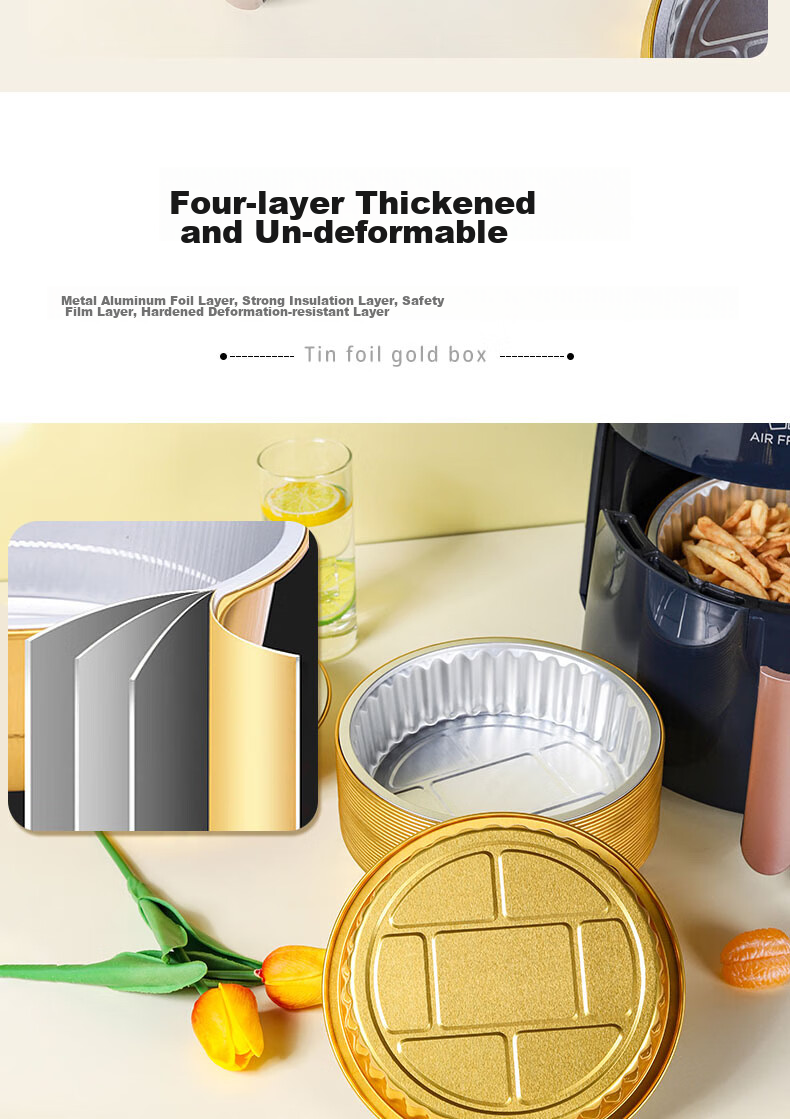 Faxilon Air Fryer And Oven-Specific Aluminum Foil Trays, 750ml*20 Pieces, Aluminum Foil Pans for Home And Outdoor Barbecue Use 6