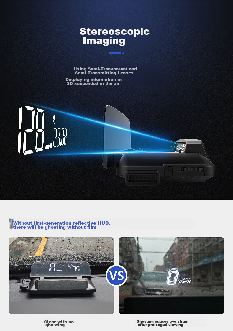 Zianpingxian (ActiSafety) H400S Blue And White HUD Head-Up Display, In-Car OBD Driving Computer, Floating Display 4