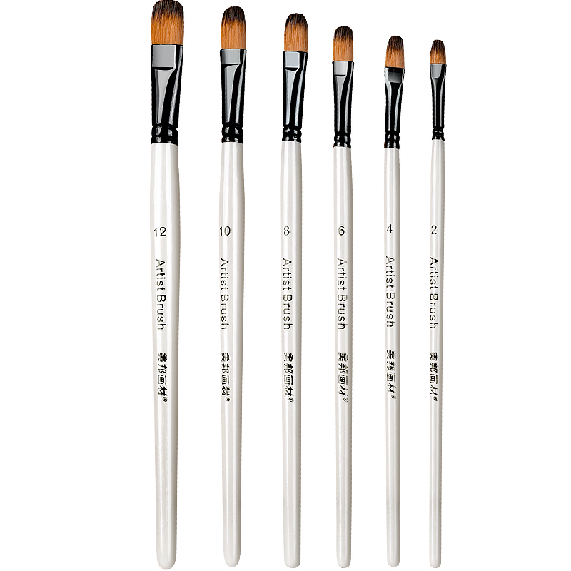 BGI-WAPM Round Flat Brush Set, Art Gouache Brush, Acrylic Paint Brush, Professional Art Exam Specialized Color Painting Brush for Art Students, Children's Drawing Tools, Nylon Brush with Long Handle, Sketching, Marker Painting Brush