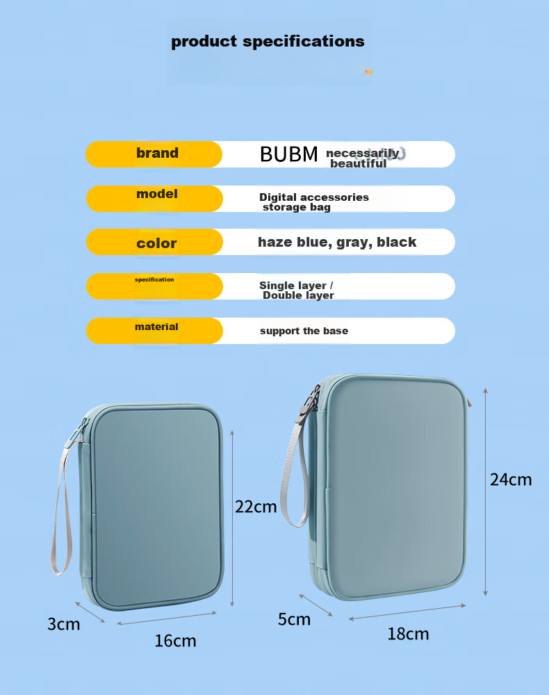 BUBM Cable Organizer Bag for Digital Accessories, Charging Cables And Power Cords, Travel And Business Trip Storage Pouch, Large Double-Layer Desig 10