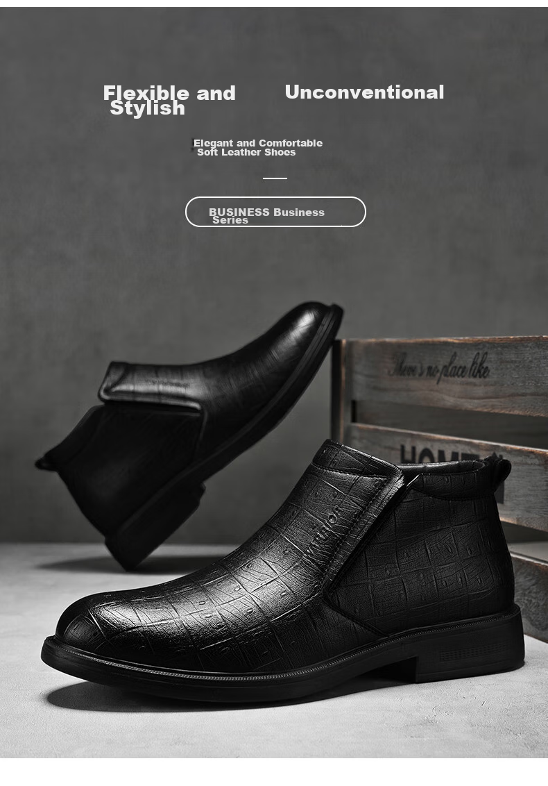 Huili (Warrior) Leather Boots for Men, Business Casual Retro Fashion Boots, Style 1949, Black, Size 44 2