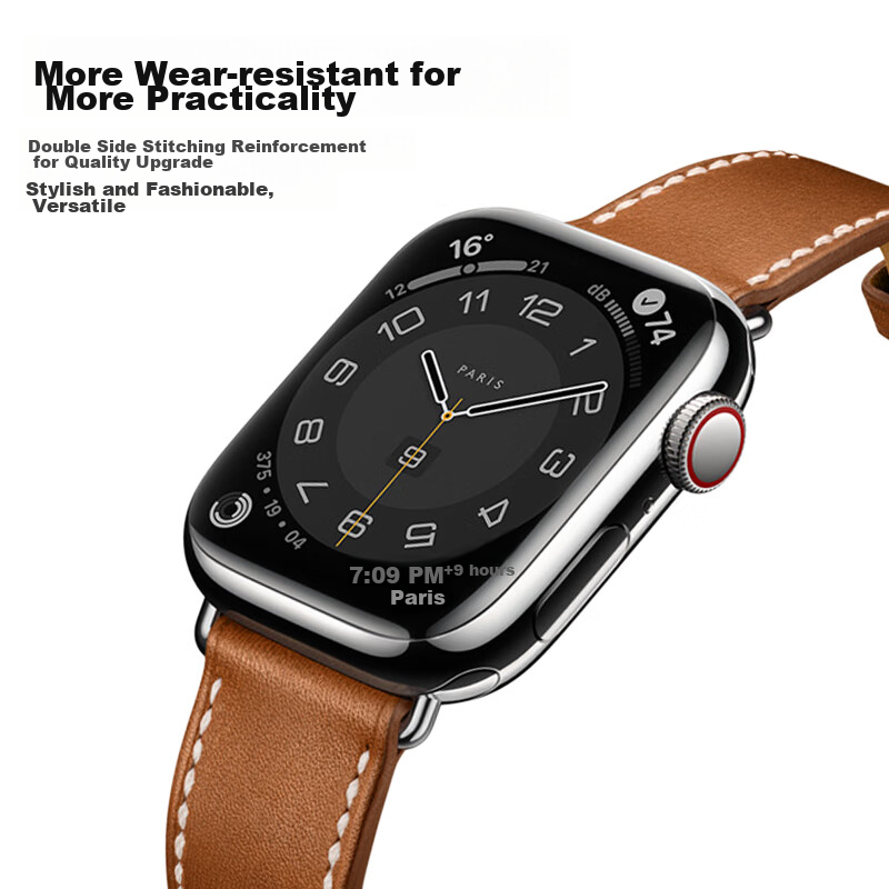 Weiqiantu [Genuine Leather Watch Strap] Compatible with Apple Watch Series 12/11, Genuine Leather Apple IWatch Series 12/11/10/9 Strap SE3/ultra4/3/2 for Men And Wome 9