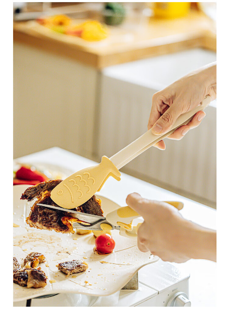 Shuke Fish Tongs, Kitchen Barbecue Tongs, Multifunctional Food Tongs, Heat-Resistant Silicone Barbecue Steak Tongs 16