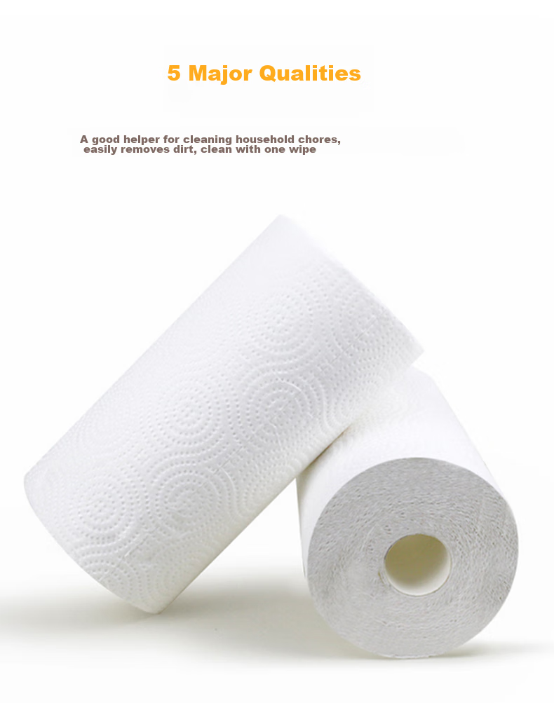 May Flower Kitchen Roll Paper, 3-Ply 120 Sheets*12 Rolls, Strong Oil-Absorbing, Food-Safe, Hand-Wiping, Bulk Pack 4