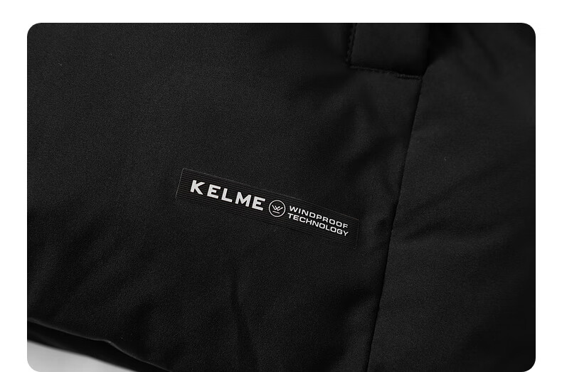KELME Sports Hooded Cotton Jacket, Winter New Style, Heat-Retaining Warm Coat, Thickened Fashionable Puffer Jacket, Onyx Black, S 17
