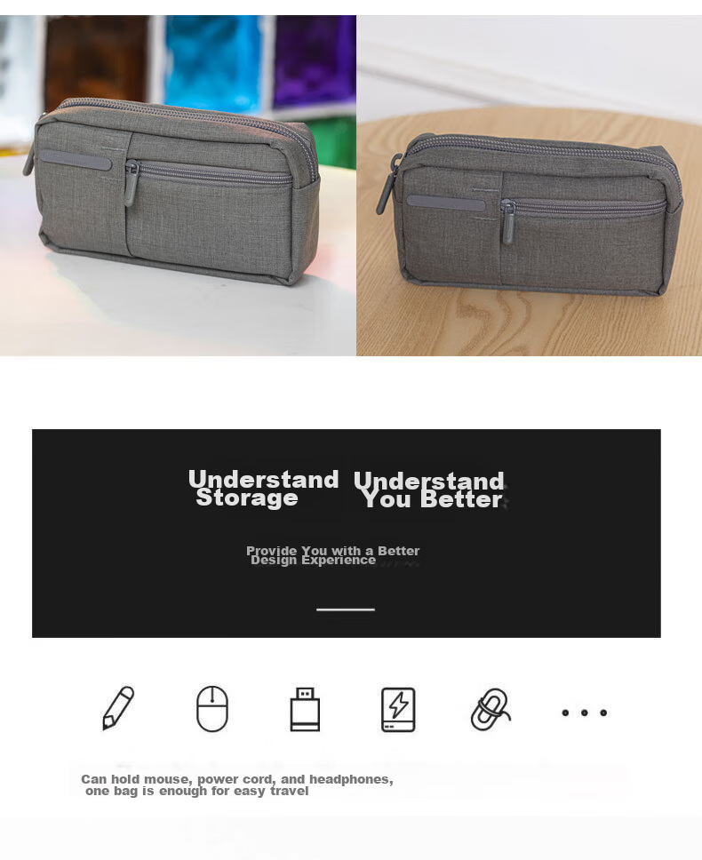 LEXON Cable Storage Pouch, Multifunctional Charging Cord Digital Accessory Bag, Hard Drive Charging Pouch, Storage Bag, 0671 Light Gray 2