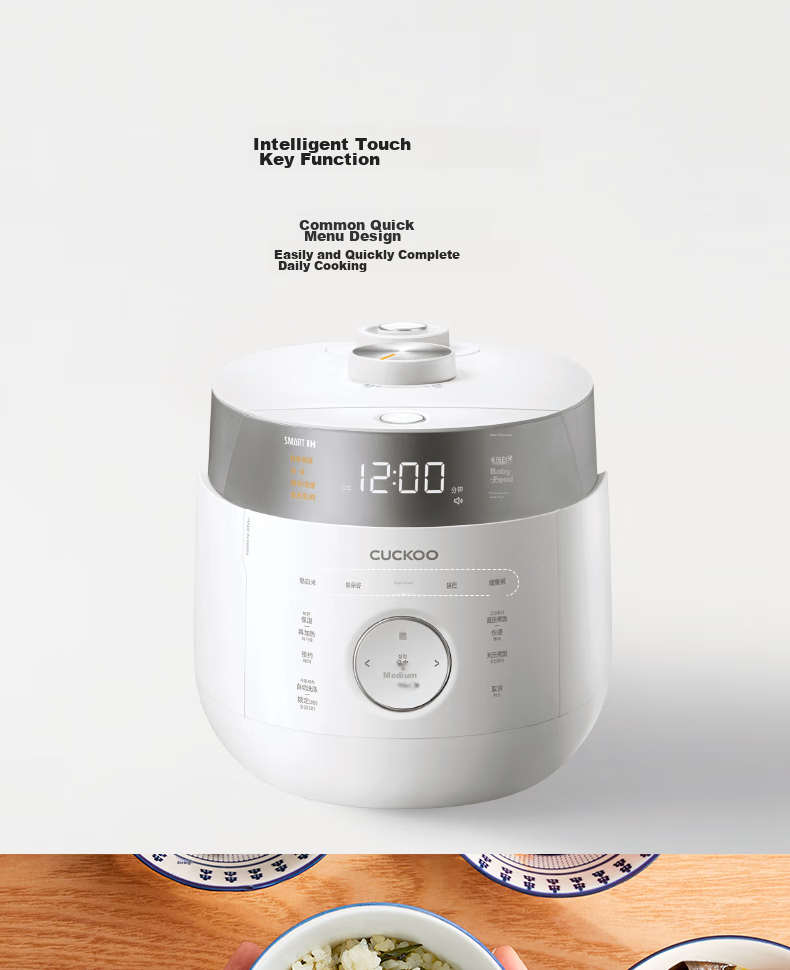 CUCKOO Rice Cooker Korean Original Imported Dual Pressure IH Heating Smart Voice Multifunctional Non-Stick Inner Pot 4.8L 4-5 Servings CRP-LHTR1011FW 11