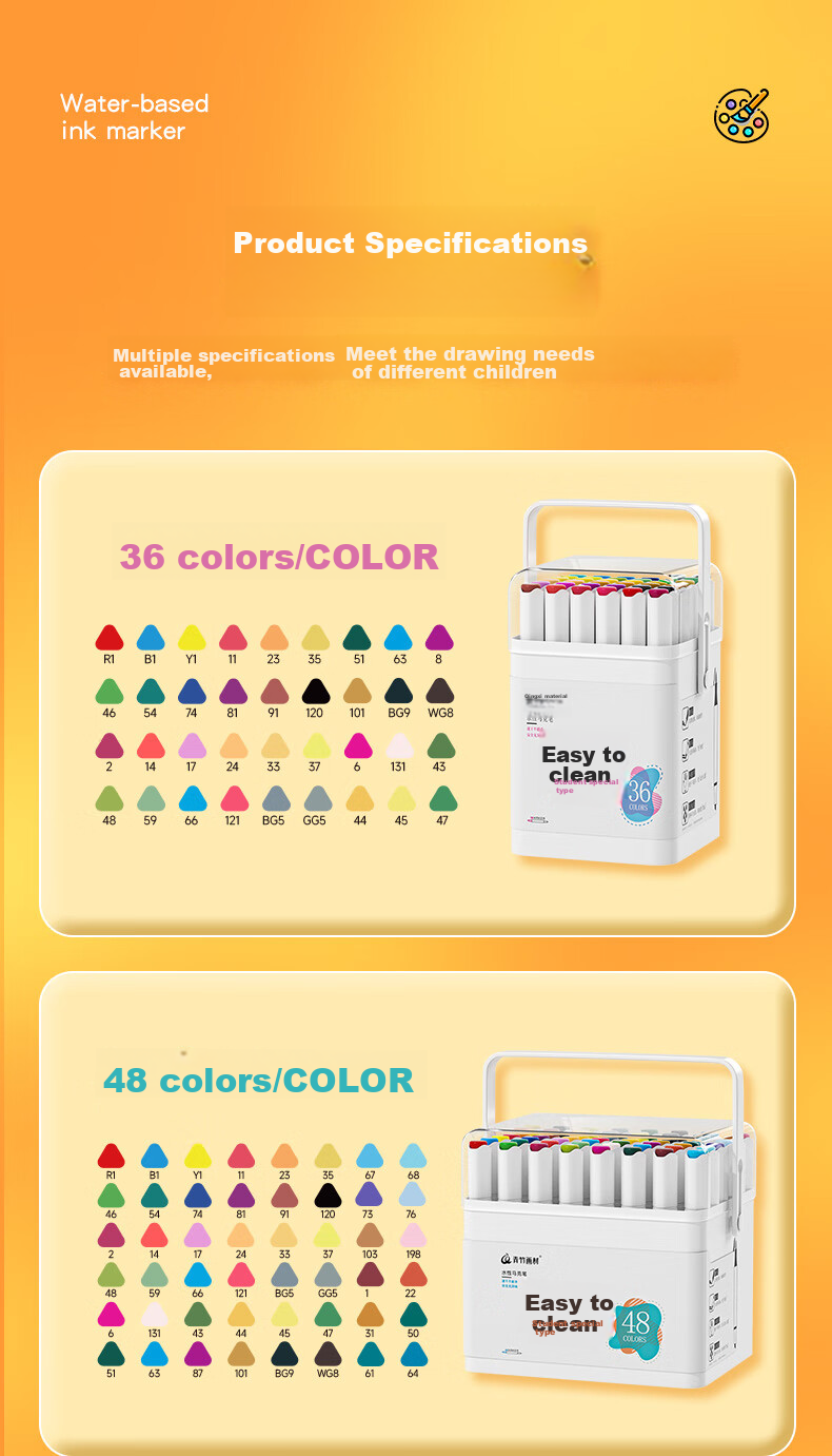 [Lowest Price Online] CHINJOO (CHINJOO) 36-Color Children's Markers, Water-Based Double-Ended Alcohol-Free Student-Specific Watercolor Pens, Washable Drawing Set, Art Sketching Kit 18