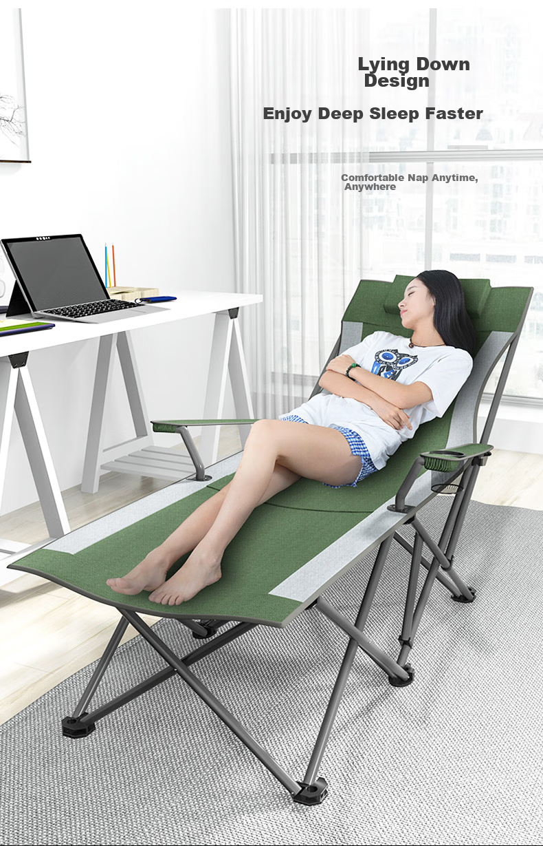 V-CAMP Folding Outdoor Camping Chair, Portable Nap Chair for Hospital Accompaniment, Military Cot, Outdoor Folding Stool 5