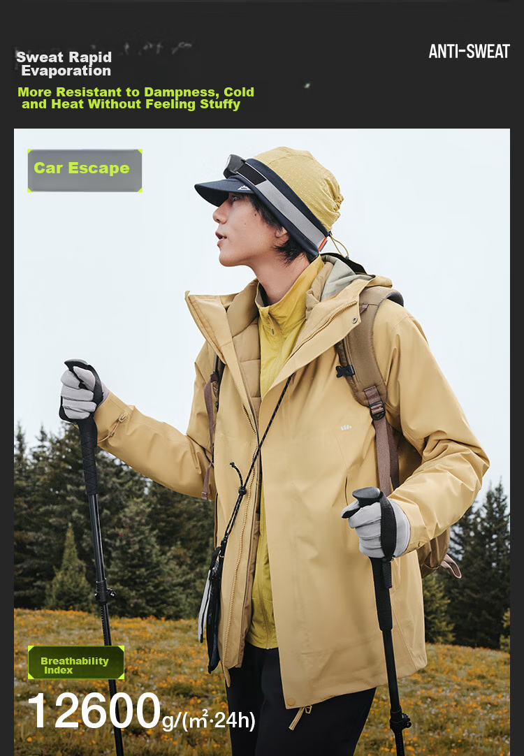 Beneunder Three-In down Jacket for Men, Outdoor Windproof And Waterproof, LS19924, Christmas Gift, Misty Gray, XL 13