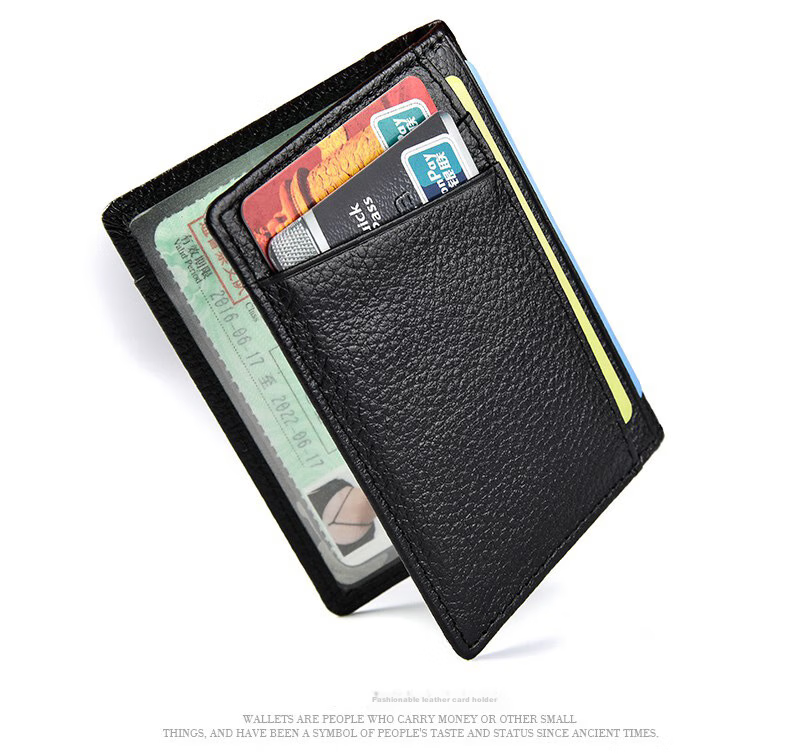 JEVI Genuine Leather Ultra-Thin Card Holder for Men And Women with Multiple Card Slots, Mini Wallet, Driver's License Holder, Simple ID Holder, Top-Grain Leather 7