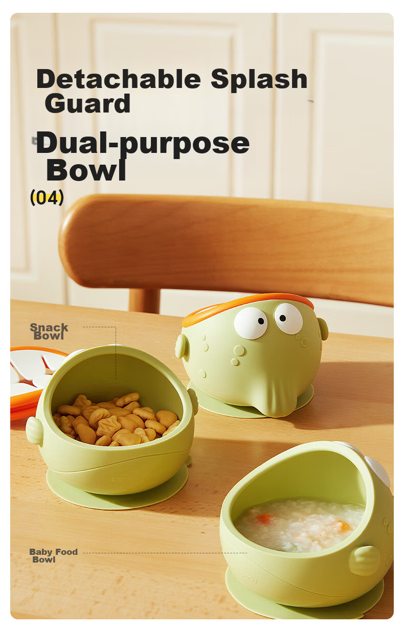 Huangchong Baby Food Bowl with Suction Base, Anti-Drop And Anti-Scalding Training Bowl for Infants And Children, Silicone Tableware for Learning to Eat 15