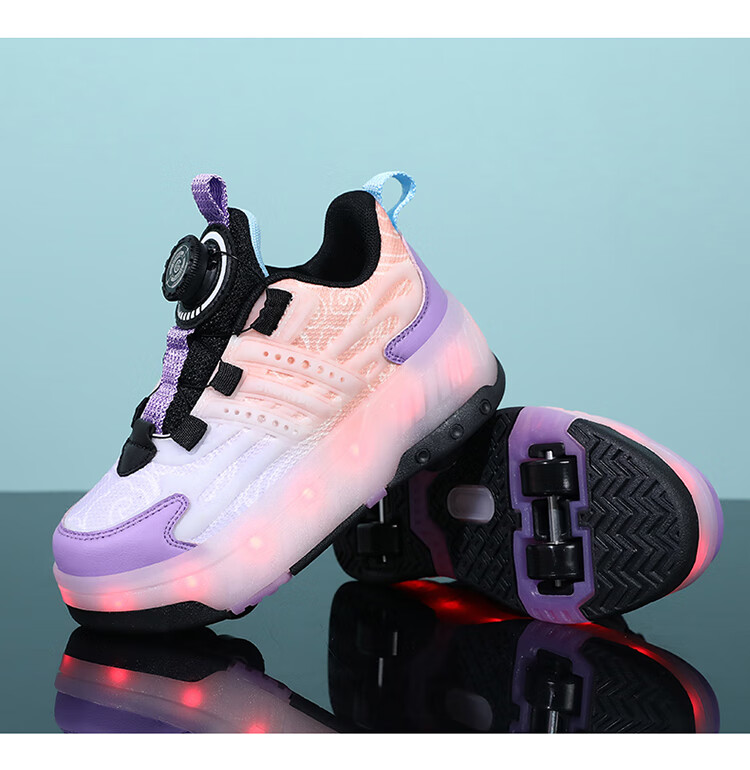 BKG Running Shoes for Girls, Four-Wheel Sports Shoes for Children, Student And Youth Skating Shoes ZYQ23825-B7 Lan Yue 36 37