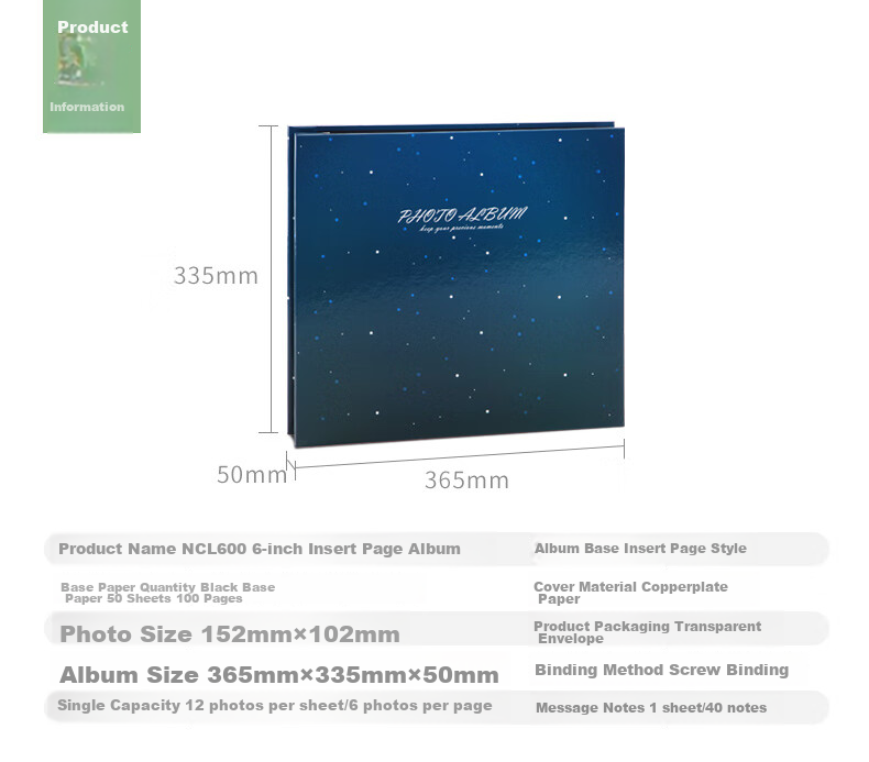 Nakabayashi Zhonglin NCL Photo Album, 6-Inch, 600 Large Capacity Pages, Memorial Album with Insert Pages, NHFP-766630 Starry Sky Journey, 600 Pages 17