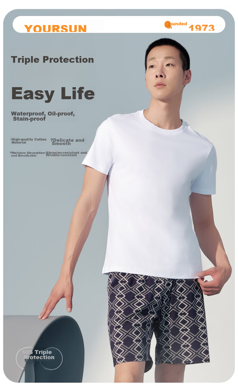 Yiershuang [Triple-Protection Fabric] Men's 50s White T-Shirt, Short-Sleeve Undershirt, Waterproof, Oil-Resistant, Stain-Proof, Loose-Fit Casual Sweatshirt 1