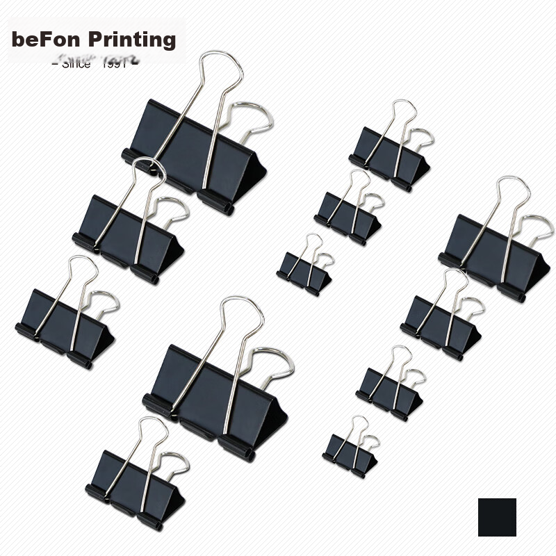 Befon Binder Clips, 60 Pieces, 15mm, Small Size, Black, File Clips, Multiple Sizes, Paper Clips, Financial Document Clips, Office Stationery, 60 Pieces/tube, 3876