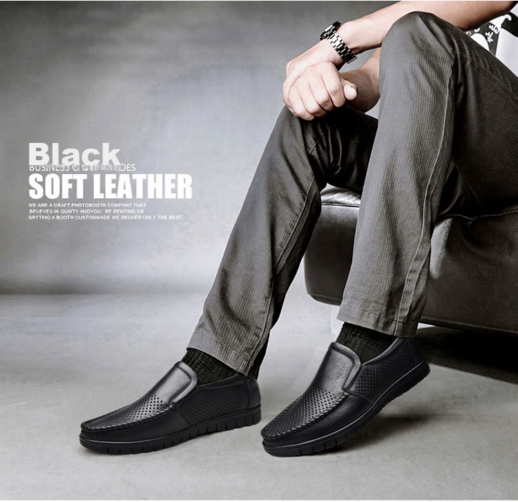 EGCHI Business Casual Shoes for Men, Leather Slip-On Shoes, Top-Grain Cowhide, Middle-Aged Footwear, 36274 All-Season Style, Size 40 34