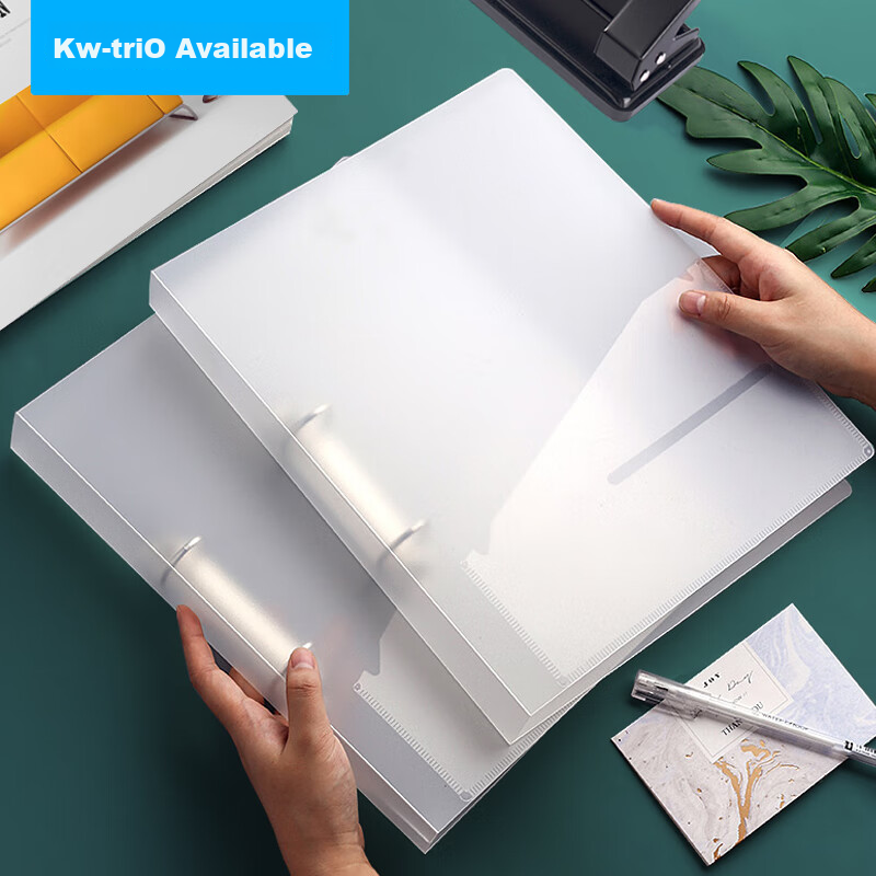 KW-Trio Transparent A4 Two-Ring Loose-Leaf Binder, Loose-Leaf Cover, Document Folder, Student Supplies, Error Correction Folder, Can Be Paired with Hole Puncher