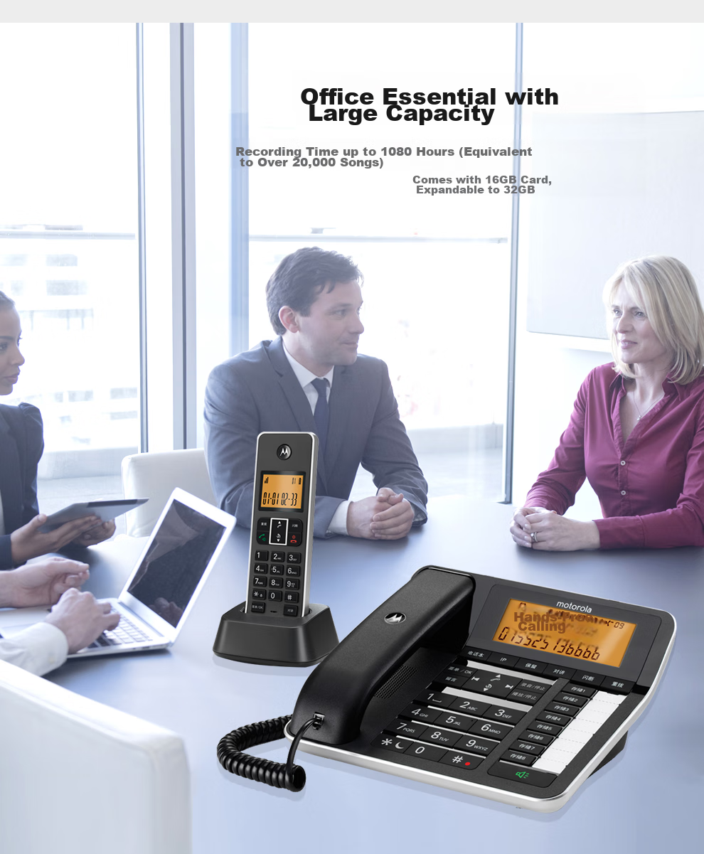 Motorola Cordless Telephone System, Long-Range Wireless Landline Phone, Telemarketing Fixed-Line Phone 16GB, Piano Lacquer Finish, Office And Home Use Executive Manager Telephone C7501RC 13