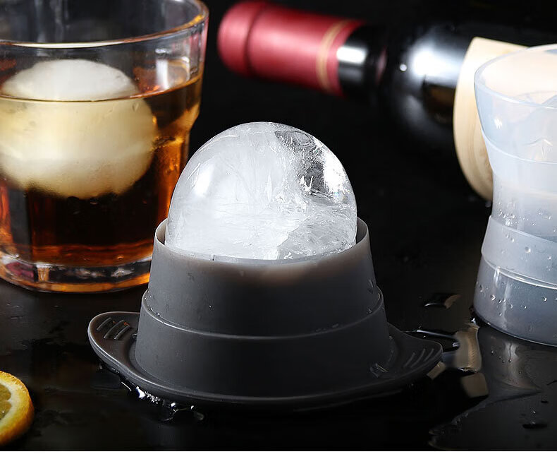 Baijie Ice Ball Mold, Ice Cube Mold, Whiskey Ice Ball Maker, Ice Cube Tray, Ice Making Tool, Set of 2 3
