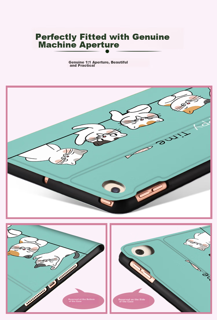 Jiangming Compatible with 7.9-Inch Apple Tablets IPad Mini 1/2/3/4/5 Protective Case Soft Shell Full Coverage Cartoon Cute Cat Design Automatic Screen Dimming Sleep Support for Binge-Watching 6