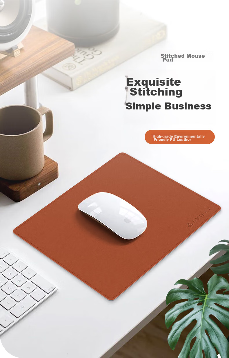 DiyiGongfang Mouse Pad, Small Desk Mat, Laptop Pad, Office Mat, Gaming Mouse Pad, Portable Desktop Pad, Writing Pad, Leather Stitched Round (Diameter 210mm) 1