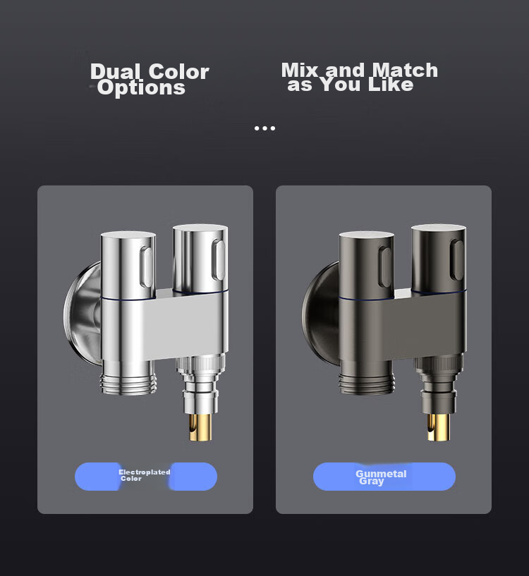 MEJUE One-In Three-Way Angle Valve for Washing Machine Faucet, Dual Outlet Independent Double Control, 1/2 Inch Brass Angle Valve Z-017282 4