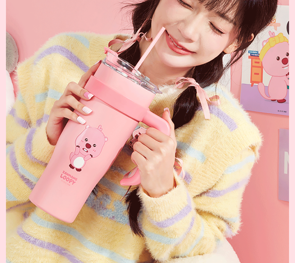 MINISO Apple Puppy Series 304 Slim Waist Coffee Enjoyment Cup 420mL Pink 7