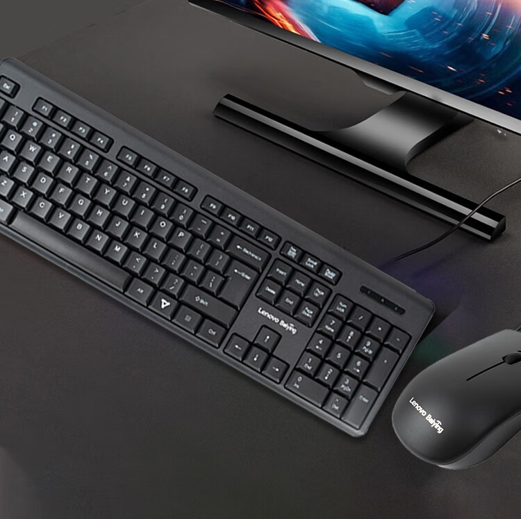Lenovo Wired Keyboard And Mouse Combo, Full-Size Office Mouse And Keyboard Set, Business Computer Keyboard, All-In Desktop Laptop Keyboard TW11S 7