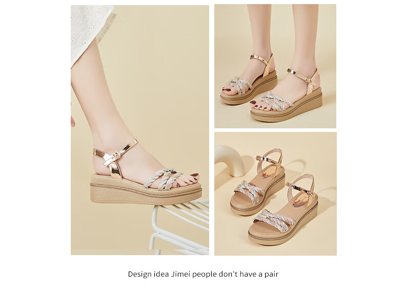 DAPHNE Thick-Soled High Heel Sandals for Women, Fashionable Comfortable Versatile Wedge Flat Platform Women's Shoes 4622303003 Gold 35 1