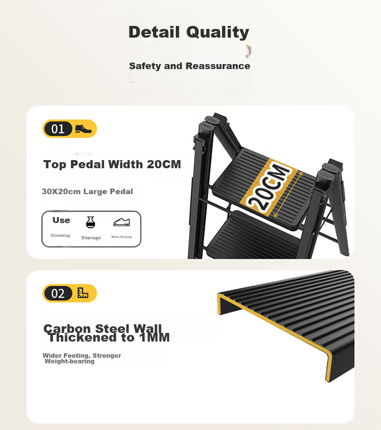DU PONT Ladder, Household Clothes Drying Rack, Dual-Purpose Multifunctional Folding A-Frame Ladder, Widened Clothesline, No Installation Required [Yao Black], 5 Steps 19