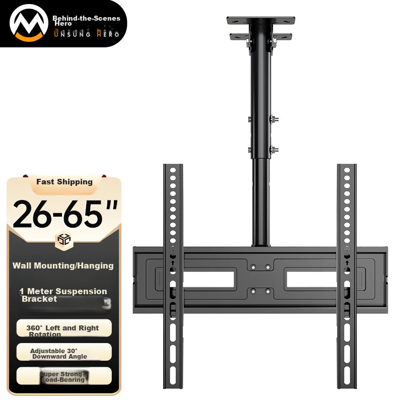 Muhouyingxiong TV Wall Mount Bracket, for 26-65 Inch TVs, Rotating Mount, 360-Degree Rotation, Ceiling TV Mount, Ceiling-Mounted TV Bracket