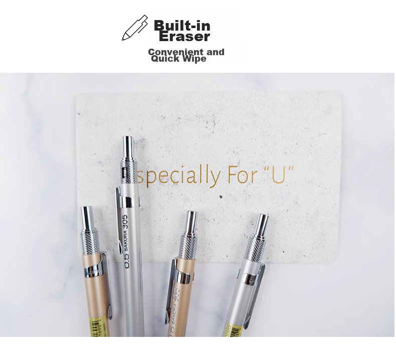 SAKURA Double-Knocking Mechanical Pencil, 0.5mm Lead Tip, Extendable, for Primary And Secondary School Students, Writing, Drawing, Sketching, Quick-Drawing, Durable Pencil, Deep Blue 6