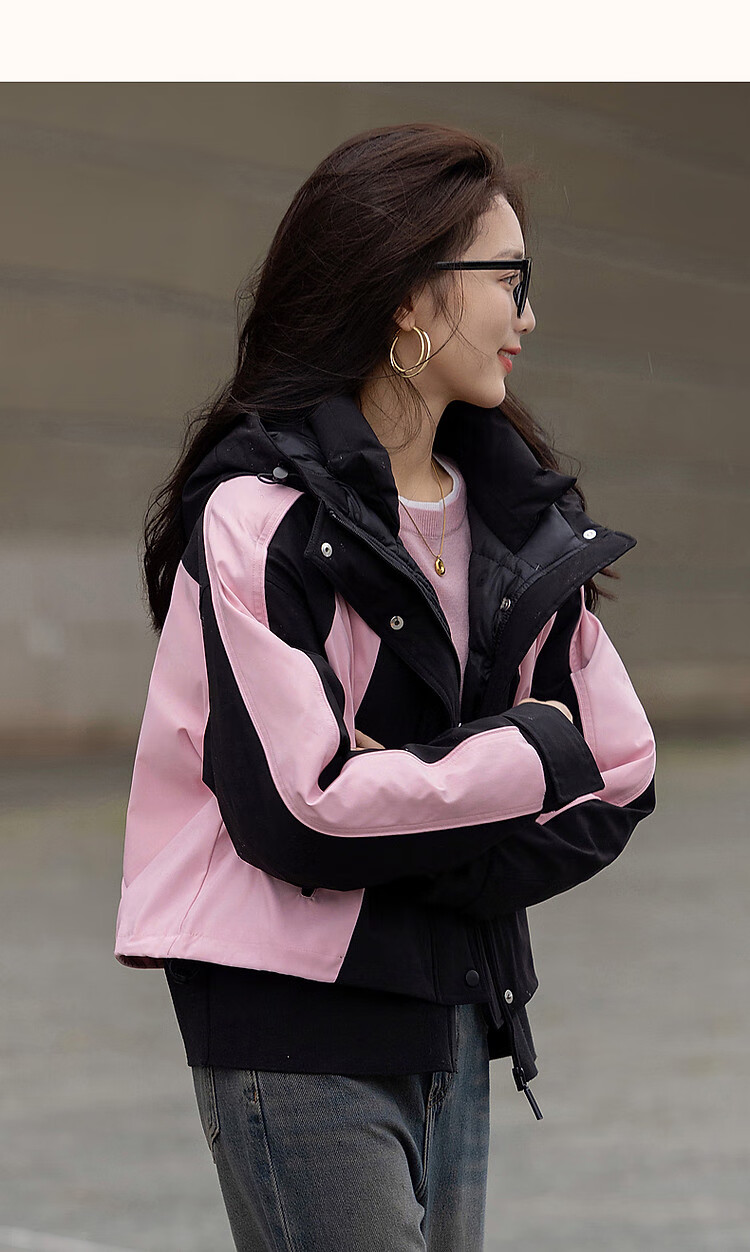 Dme [North European Cotton Triple Protection System] Winter Outdoor Contrasting Color 90% Duck Down Hooded Short down Jacket for Wome 15