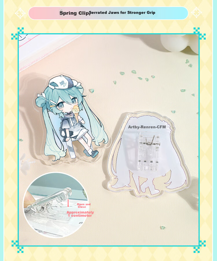 GuangBo Future Acrylic Journal Clips Stationery, Small Clip for Receipts And Bookmarks, Snack Clip for Anime Fans, 3 Green CY997043-A 9
