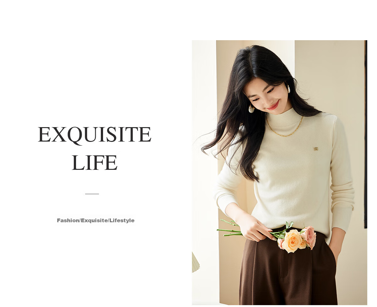 Taxiang Women's Semi-Turtleneck Knit Sweater, Autumn And Winter Inner Layering Solid Color Slim-Fit Pullover Sweater T143Z3040 22