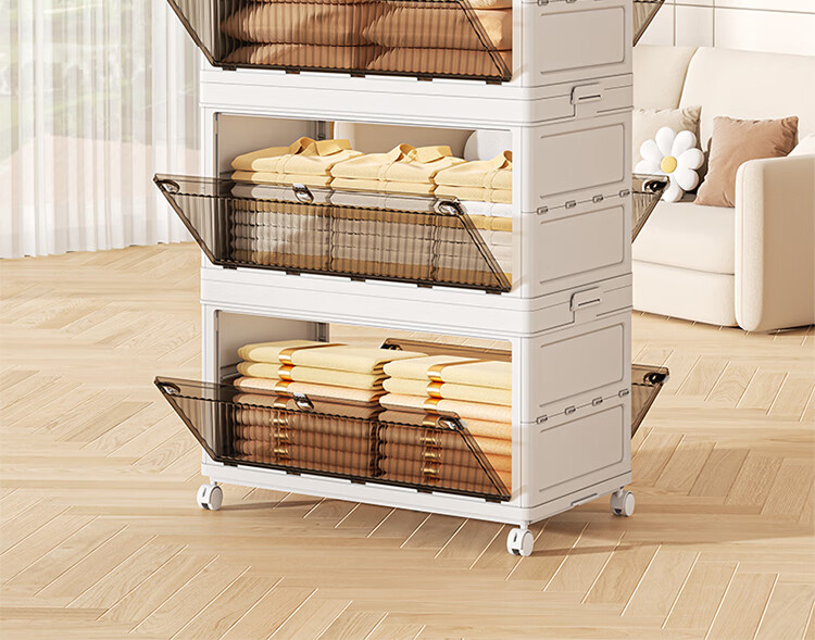 QIAONAMEI QIAONAMEI Folding Storage Box Extra Large Three-Layer QNM2457-3 7