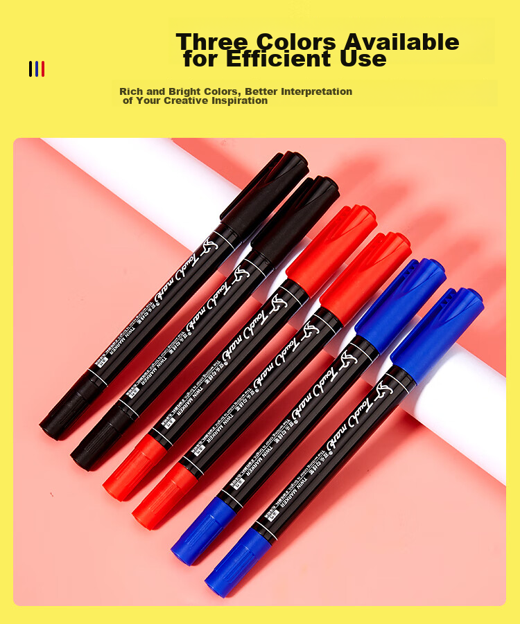 Touch Mark [Super Popular] Dual-Tip Permanent Marker Pen, Black, Waterproof, Quick-Drying, for Children's Drawing And Student Art, 12 Pcs 11