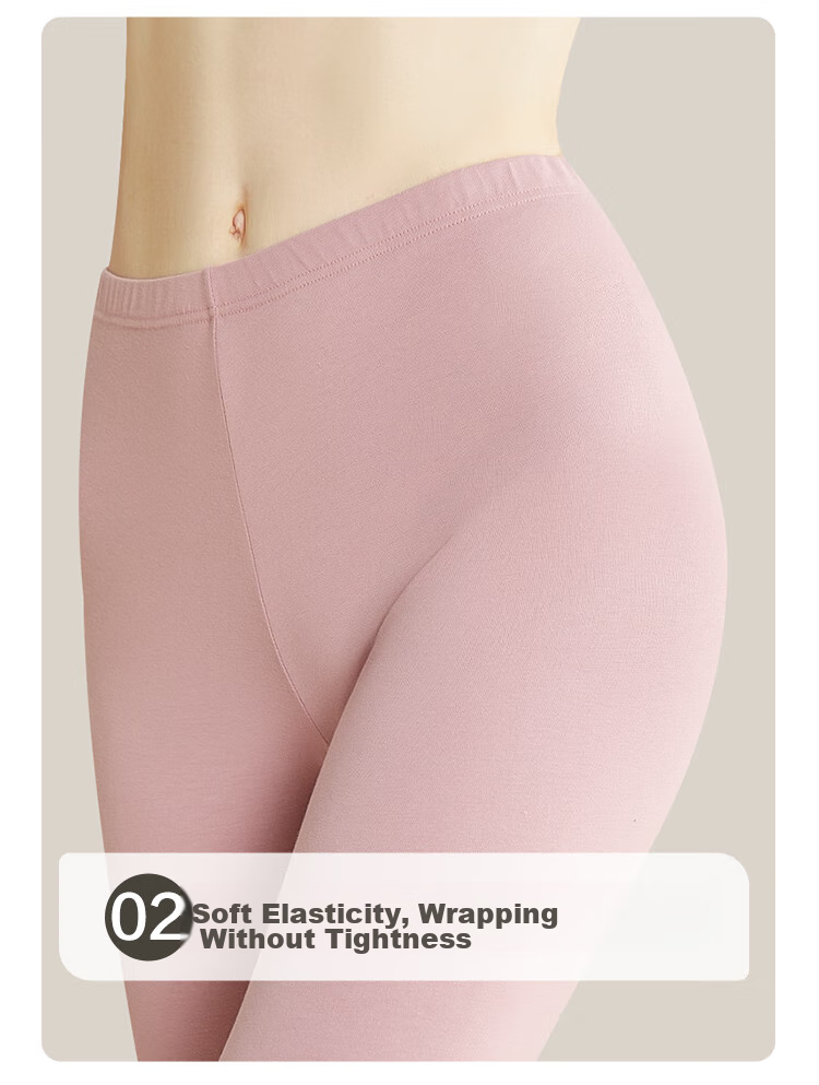 Hodohome Women's Autumn Thermal Underwear Set, Soft Cloud Cotton Comfortable Elastic Base Layer, Warm Ladies' Underwear, Light Lavender Purple, Size 165/90 12
