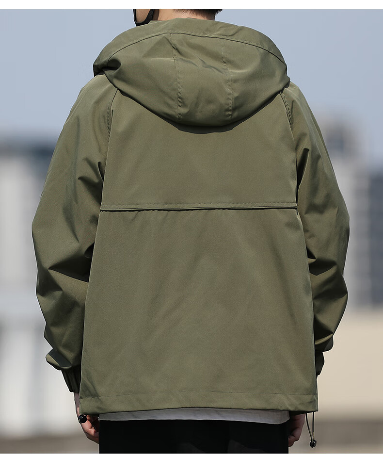 JEEP Men's Jacket, Spring And Autumn Outerwear, Casual Loose Workwear Clothing for Men, Army Green with Cotton Lining, 4XL 9