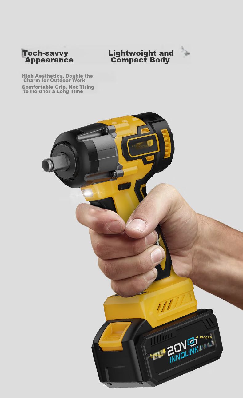 Deli Brushless Electric Impact Wrench, Lithium Battery Wrench, Scaffolding Repair, Air Impact Wrench Socket Set, High-Power Torque Tool Kit 11
