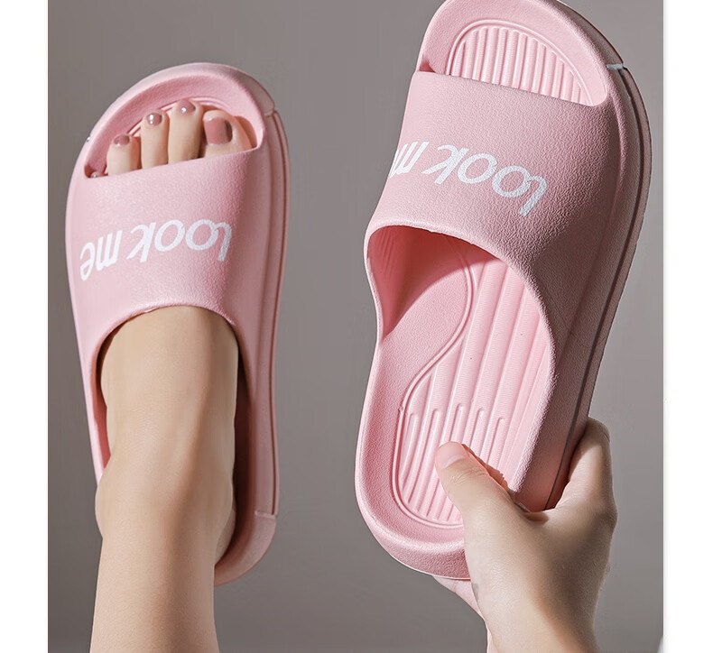 Huameijianbu Solid Color Instagram-Style Slippers, Bathroom Indoor And Outdoor Soft-Soled Squishy Feeling Sandals, Women's Style HM915, White, Size 38-39 12