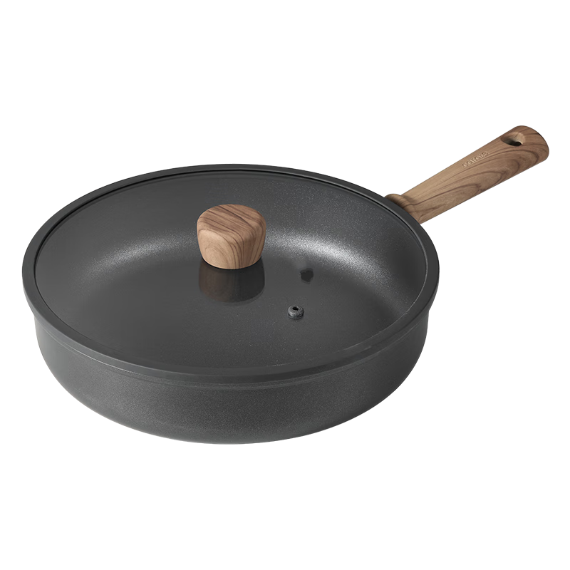 CaROTE Non-Stick Wok, Household Frying Pan, Suitable for Induction And Gas Stoves, Titanium Pan, Lightweight Non-Stick Flat Bottom Pan, 30cm