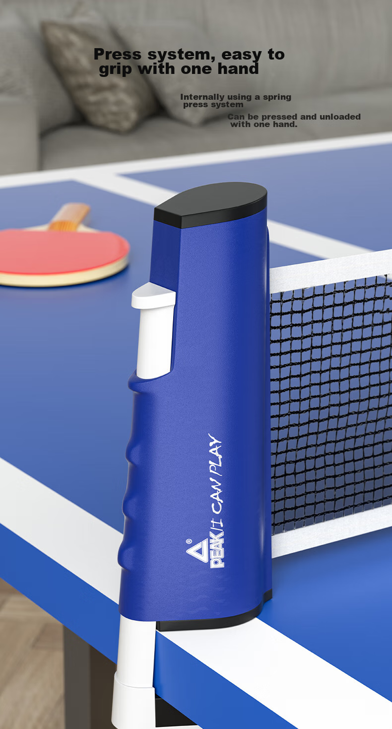 PEAK Portable And Extendable Table Tennis Net Stand, Indoor And Outdoor Ping Pong Table Net Frame, Blue And White 8
