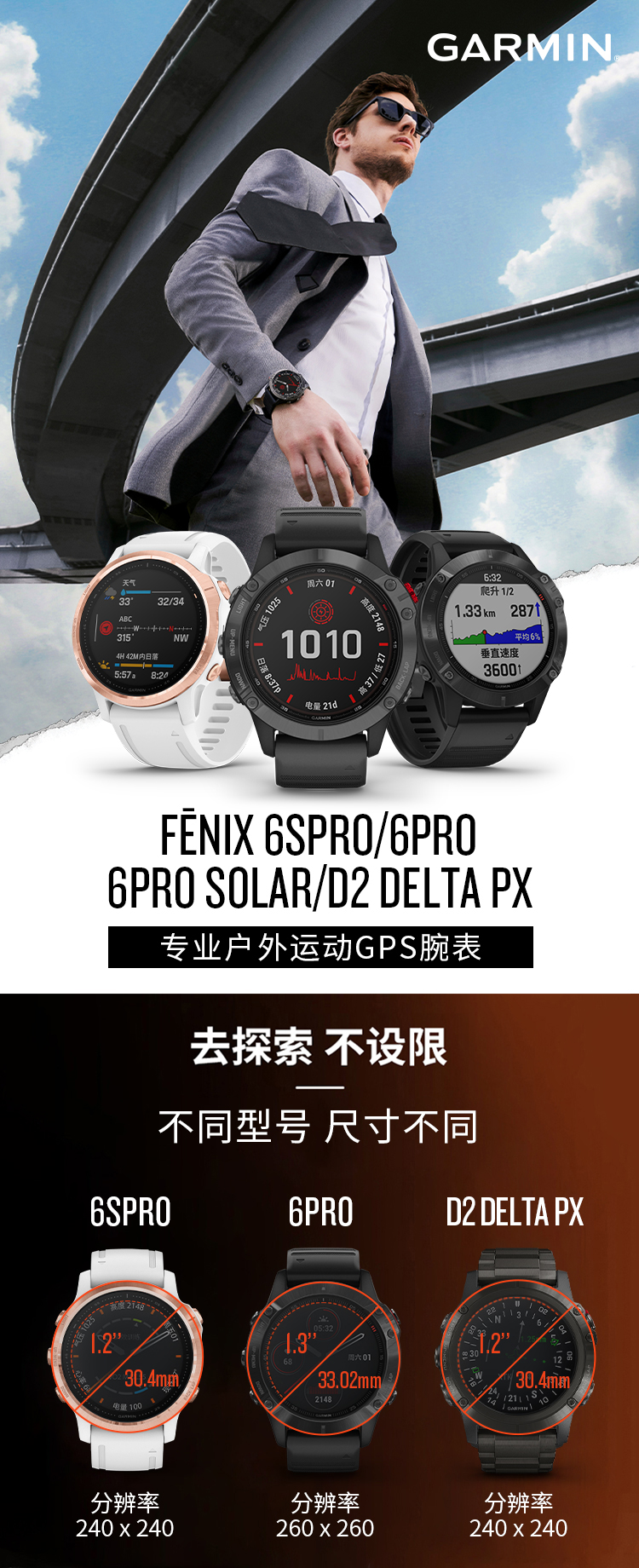 garmin佳明fenix6prof5xp太阳能智能手表运动血氧心率跑步gps导航音乐
