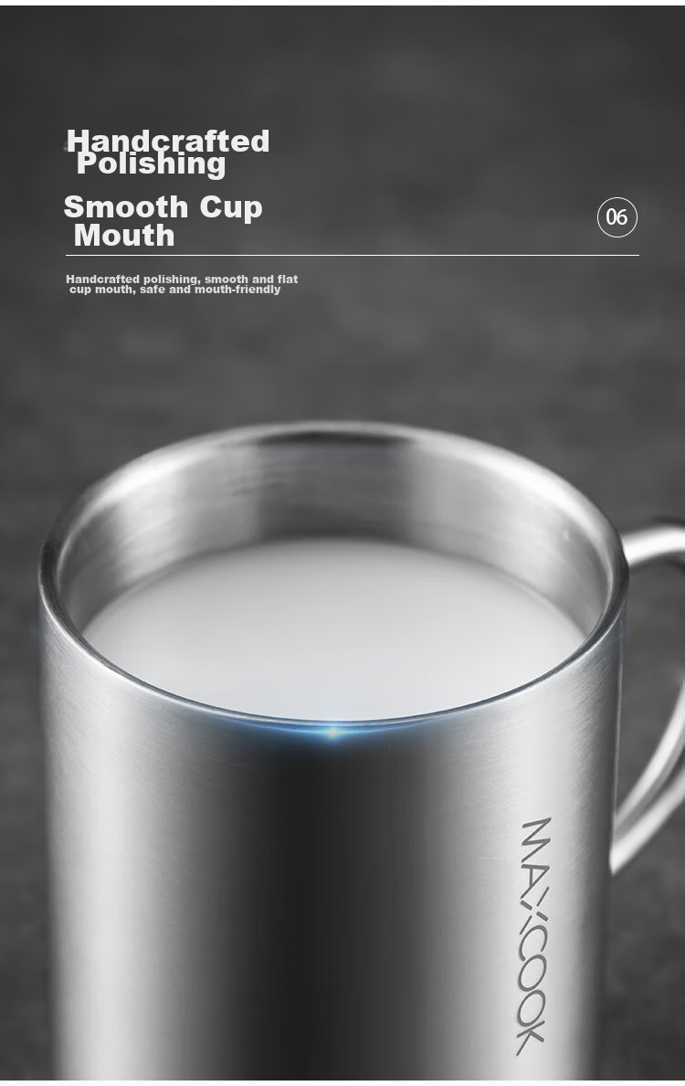 MAXCOOK 304 Stainless Steel Water Cup with Lid, Children's Double-Layer Mug, Tea Infuser Cup with Handle, 300ml 9
